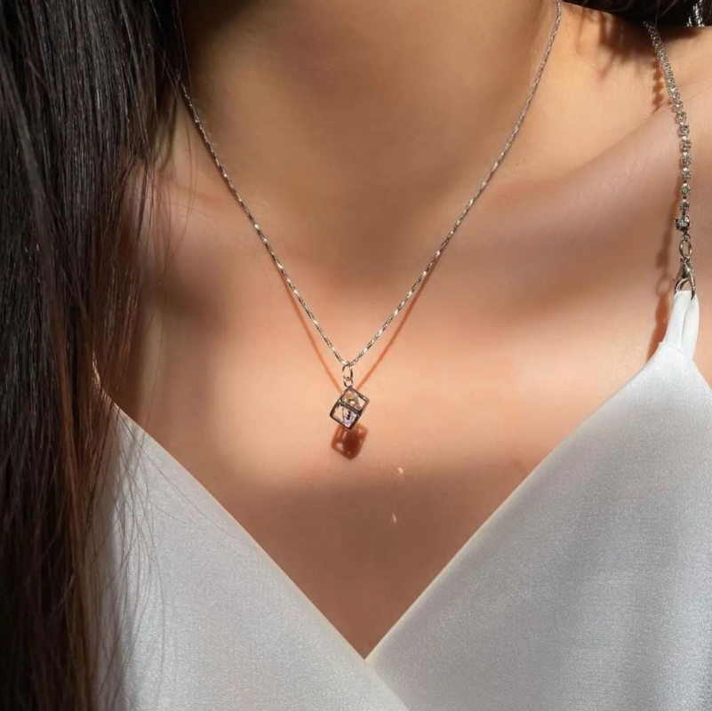Diamond in a Box Necklace