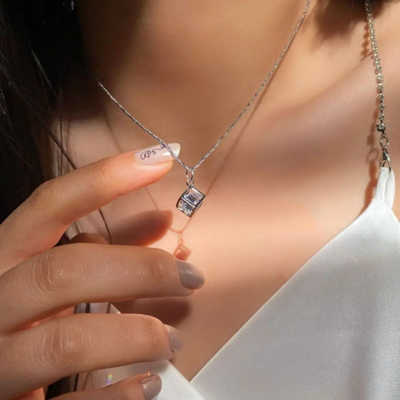 Diamond in a Box Necklace