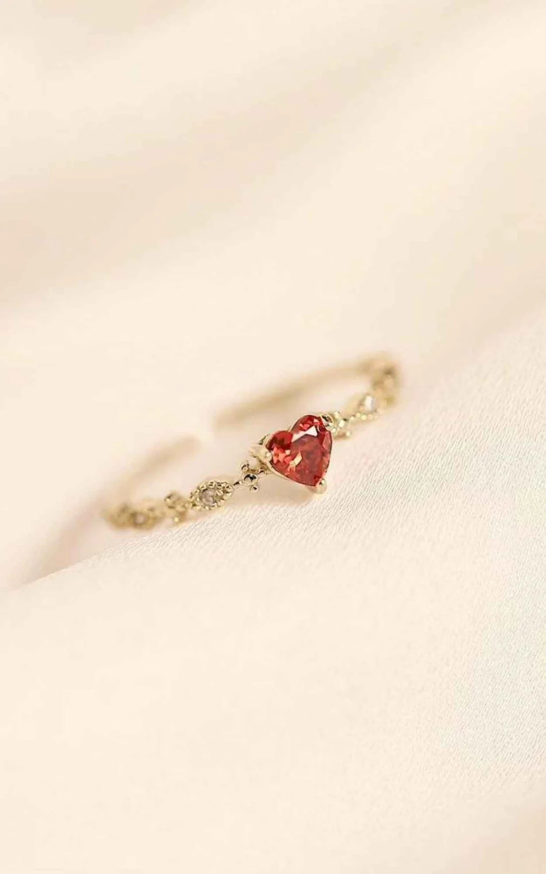 Dainty Red Heart Ring
