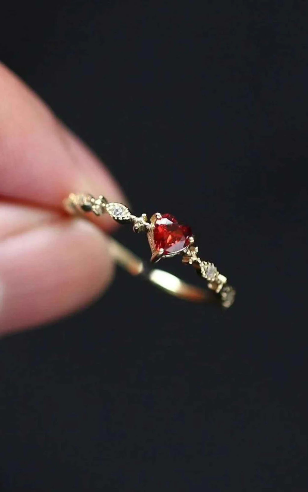 Dainty Red Heart Ring