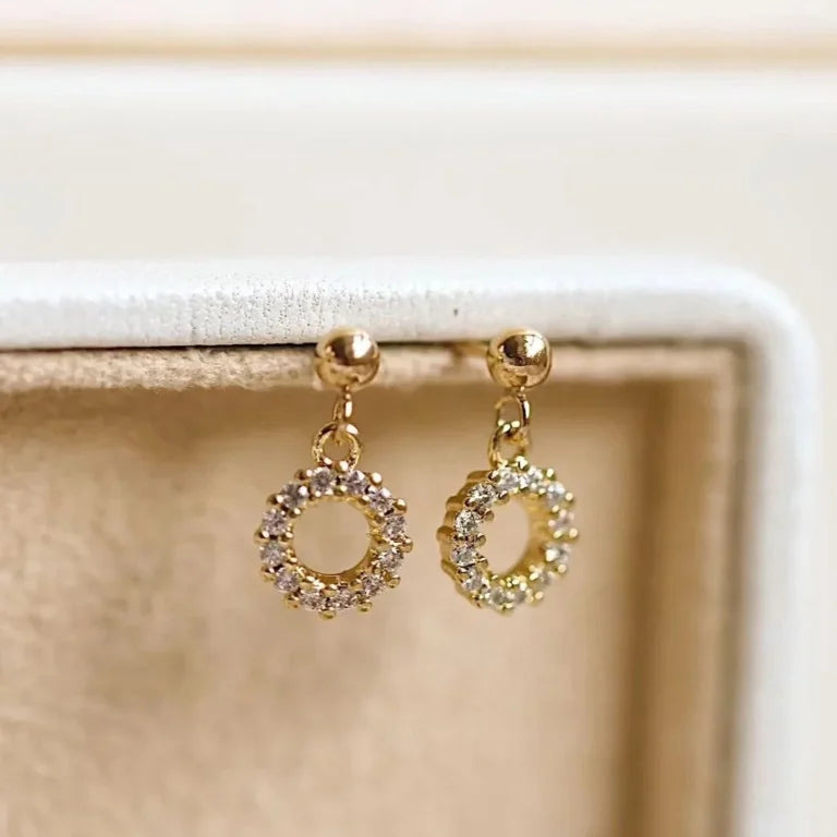 Diamond Round drop Earrings