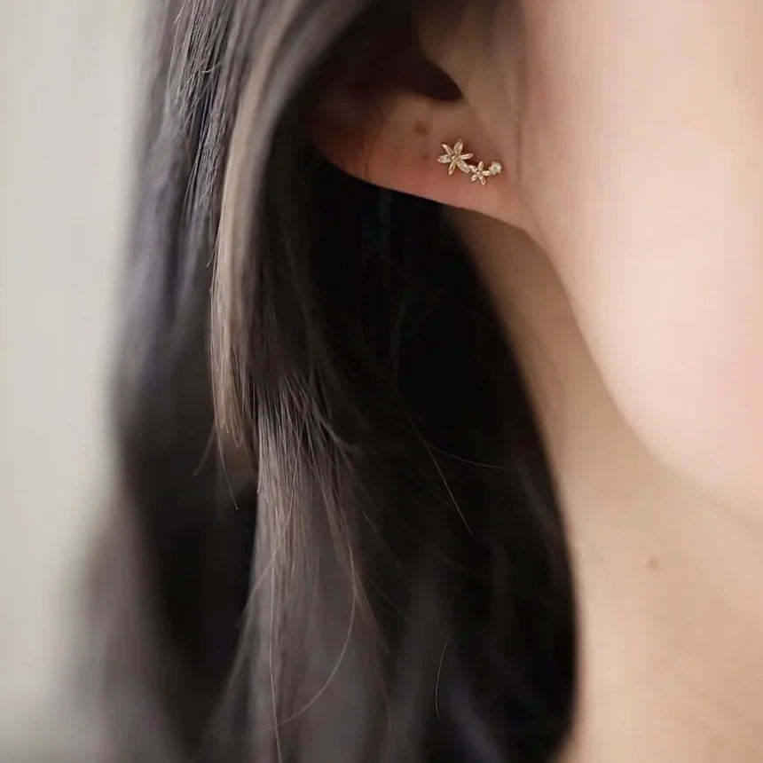 Dainty Dual Flower Earrings 2 pairs