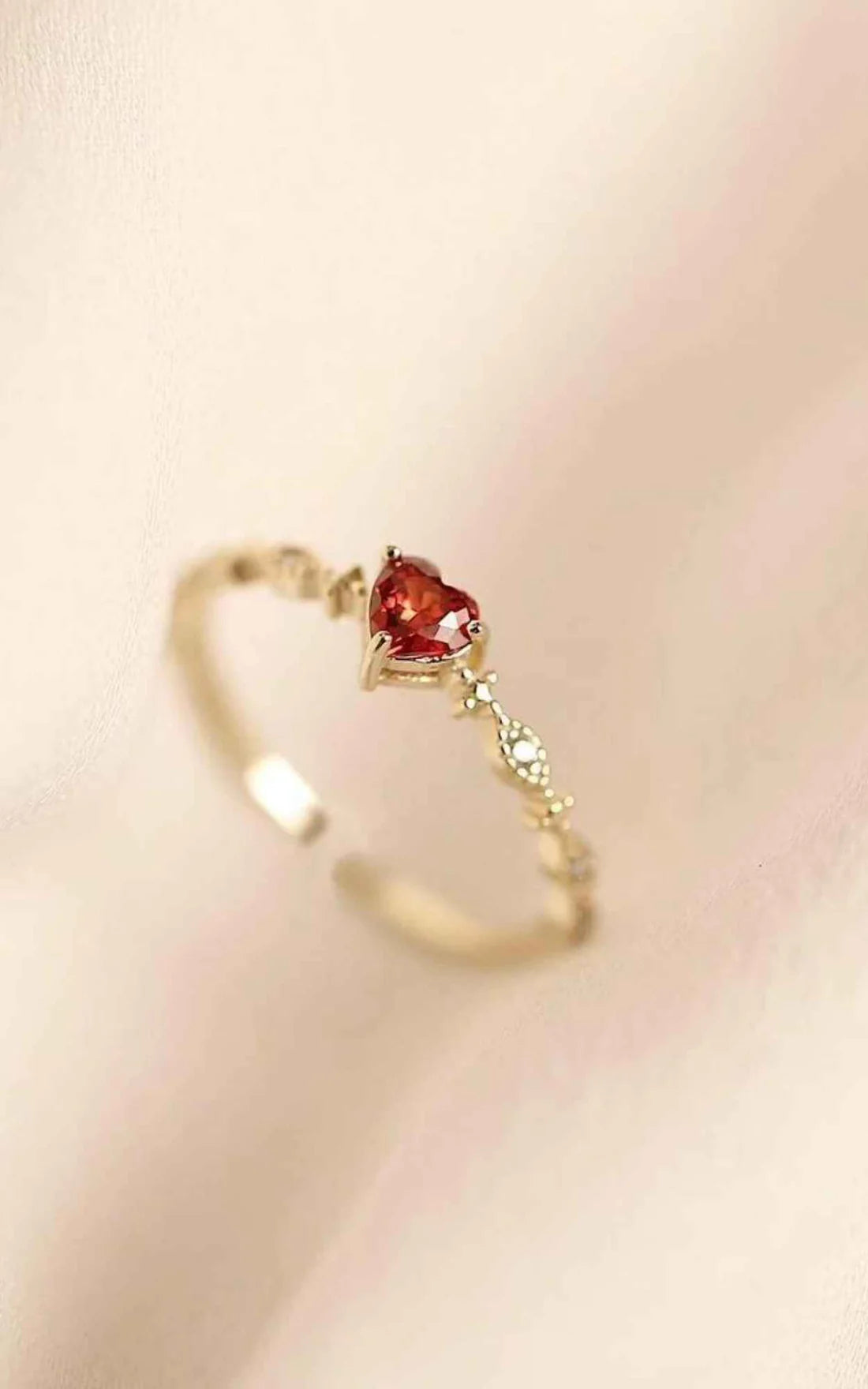 Dainty Red Heart Ring