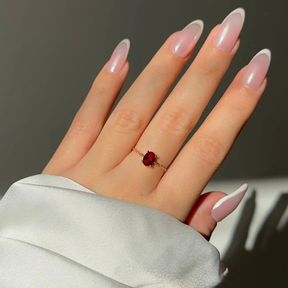 Oval ruby chain Ring