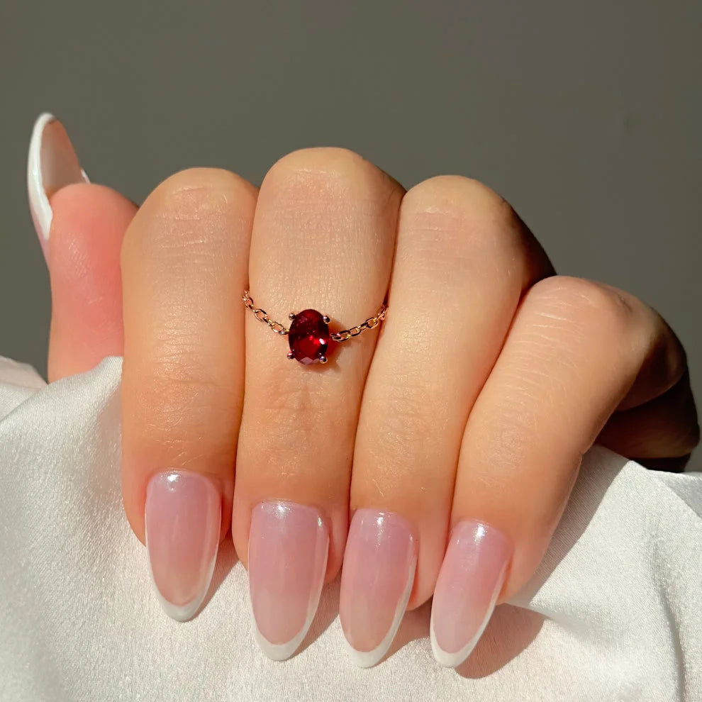 Oval ruby chain Ring